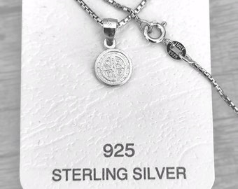 St Benedict medal 925 sterling silver medal Silver necklace Gift