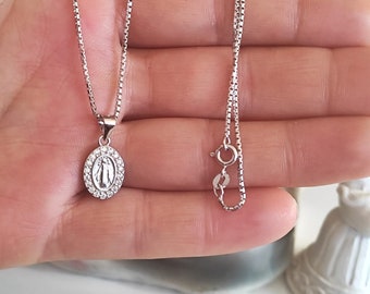 Miraculous Medal Necklace 925 Sterling Silver