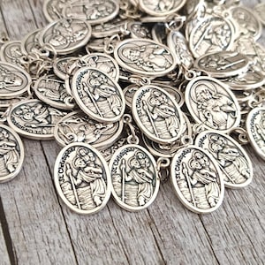St Christopher Medaillen Patron Travelers Medaillen Box 10, 20, 50, 100 Stück Heilige Medaillen, katholische Medallas San Cristóbal Sacred Heart of Jesus