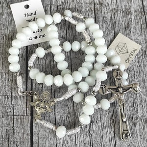 Hand Made Crystal Rosary Beads NECKLACE Rosary Virgin Mary Rosary Holy Spirit