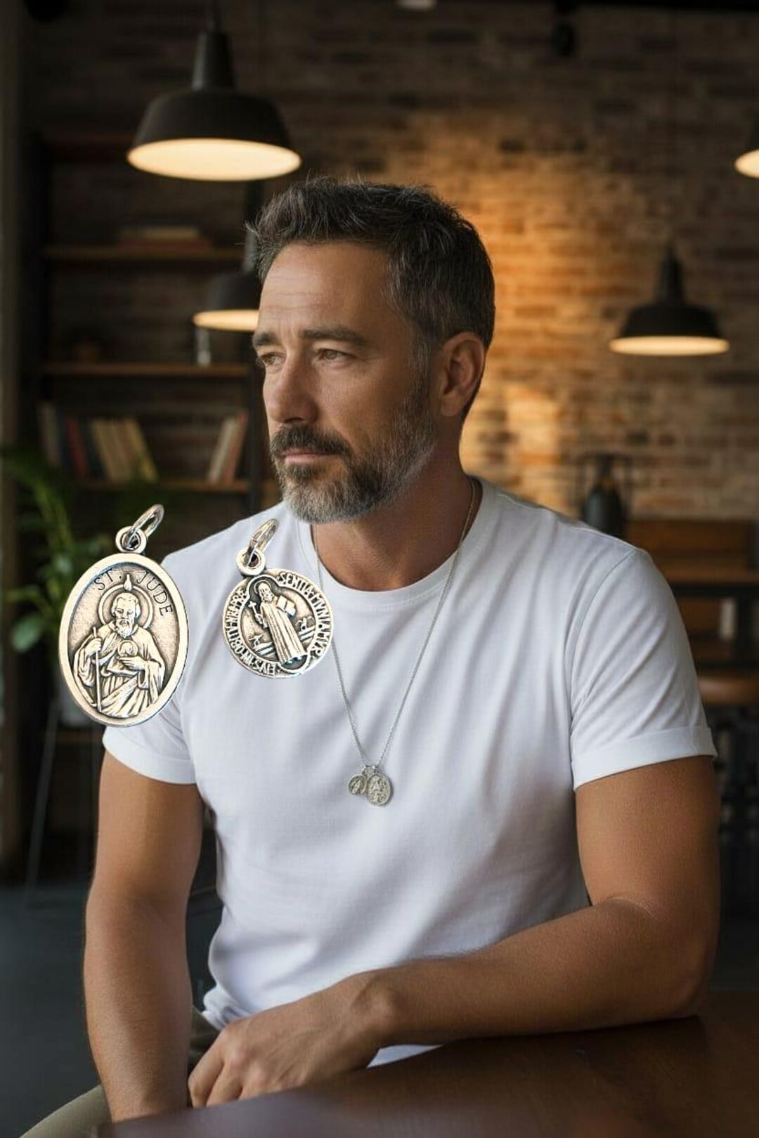 St Jude Medals Stainless Steel Necklace St Benedict Medal Necklace Holy ...