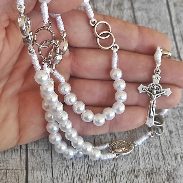 Handmade Wedding Rosary, Rosary with rings, Wedding gift, Virgin Mary Rosary