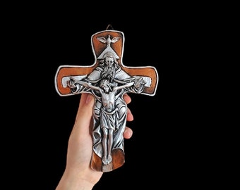 Father Son Holy Spirit crucifix  Wall Hanging Cross  Holy Trinity cross