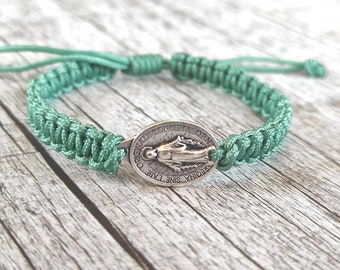 Miraculous medal bracelet for men women or kids, catholic jewelry, protection , christian gift, Virgin Mary bracelet, St Mary charm medals