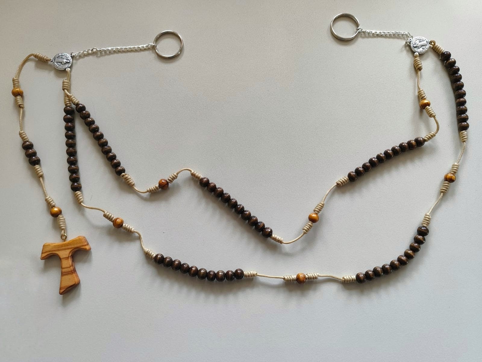 BELT HABIT ROSARY Franciscan Rosary Crown Wooden rosary with St. Francis of Assisi Tau cross