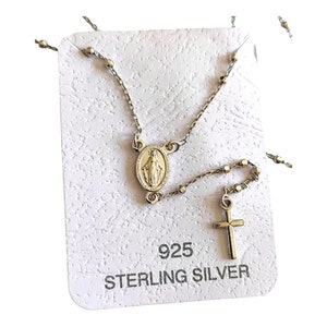 Miraculous Medal Rosary 925 silver Cross Rosary Necklace necklace for women