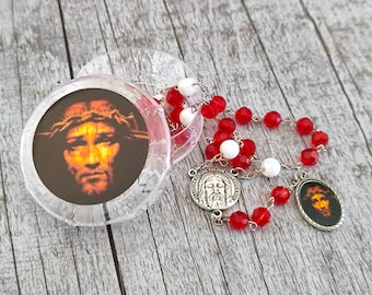 Heiliges Gesicht Handmade Crystal Precious Blood of Christ Chaplet Rosenkranz