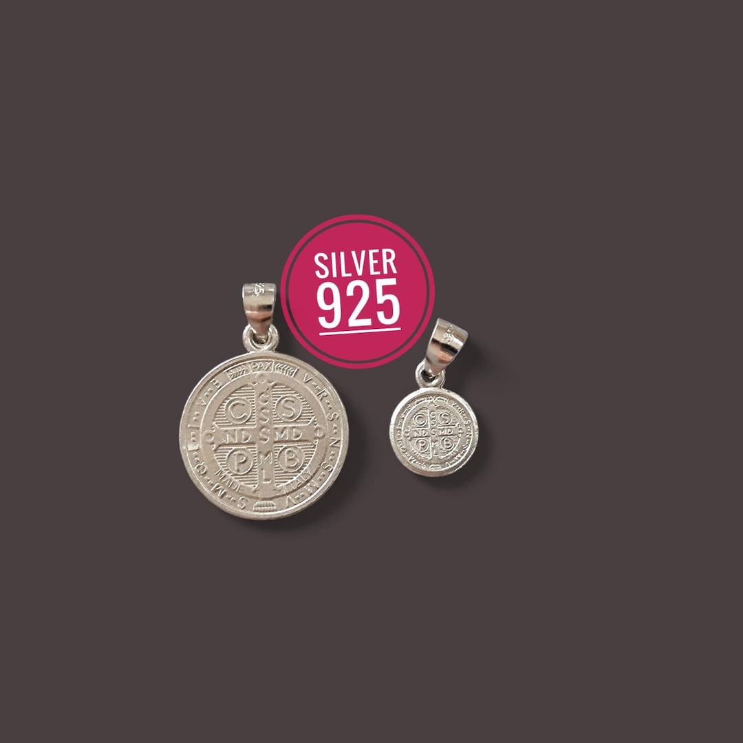 St Benedict Medal 925 Sterling Silver Medals Silver Necklace Gift - Etsy