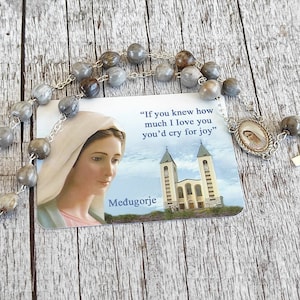 Job&#39;s Tears Seed Rosary Peace Chaplet Medjugorje Handmade  St Benedict