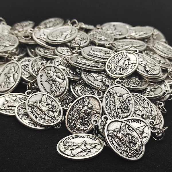 St Michael Archangel Medals Lot Bulk 15/25/50/100 Pcs Silver Tone  Pendants Charms-Blessed  request-San Miguel Medallas Plateadas