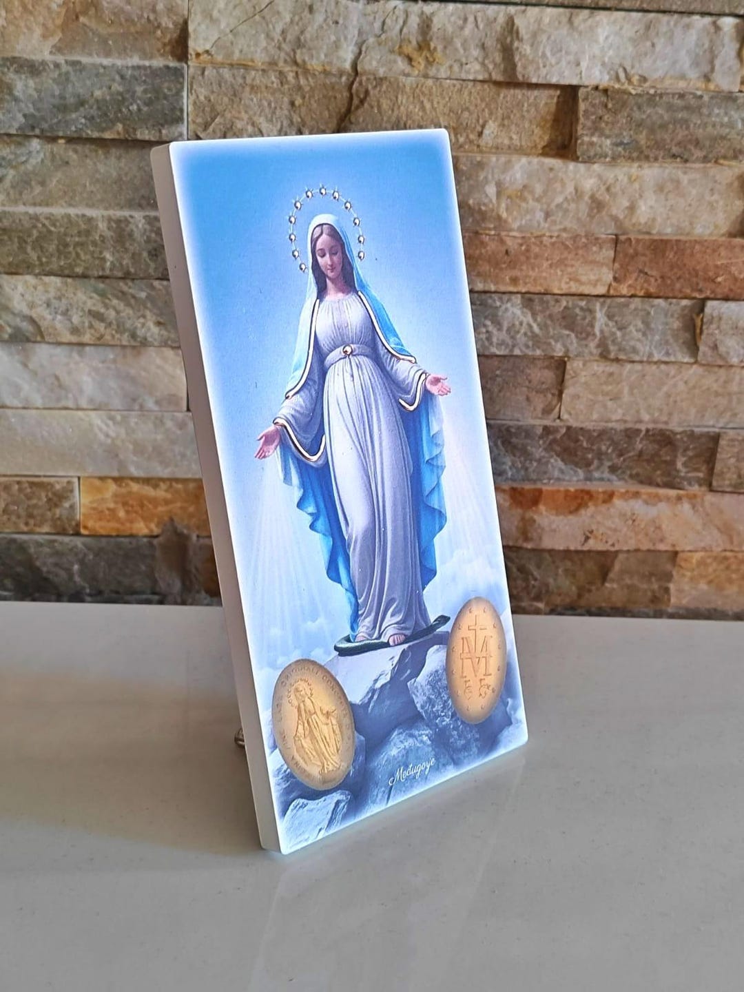 MIRACULOUS Medals Picture Statue 925 Silver Virgin Mary Our Lady Statue ...