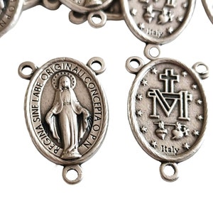 Miraculous Medal Rosary Centerpiece center rosary medals