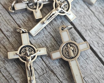 LOT SET 10,20,30,50,100 St Saint Benedict Crucifix Cross  Rosary Pendant 1.5 inc