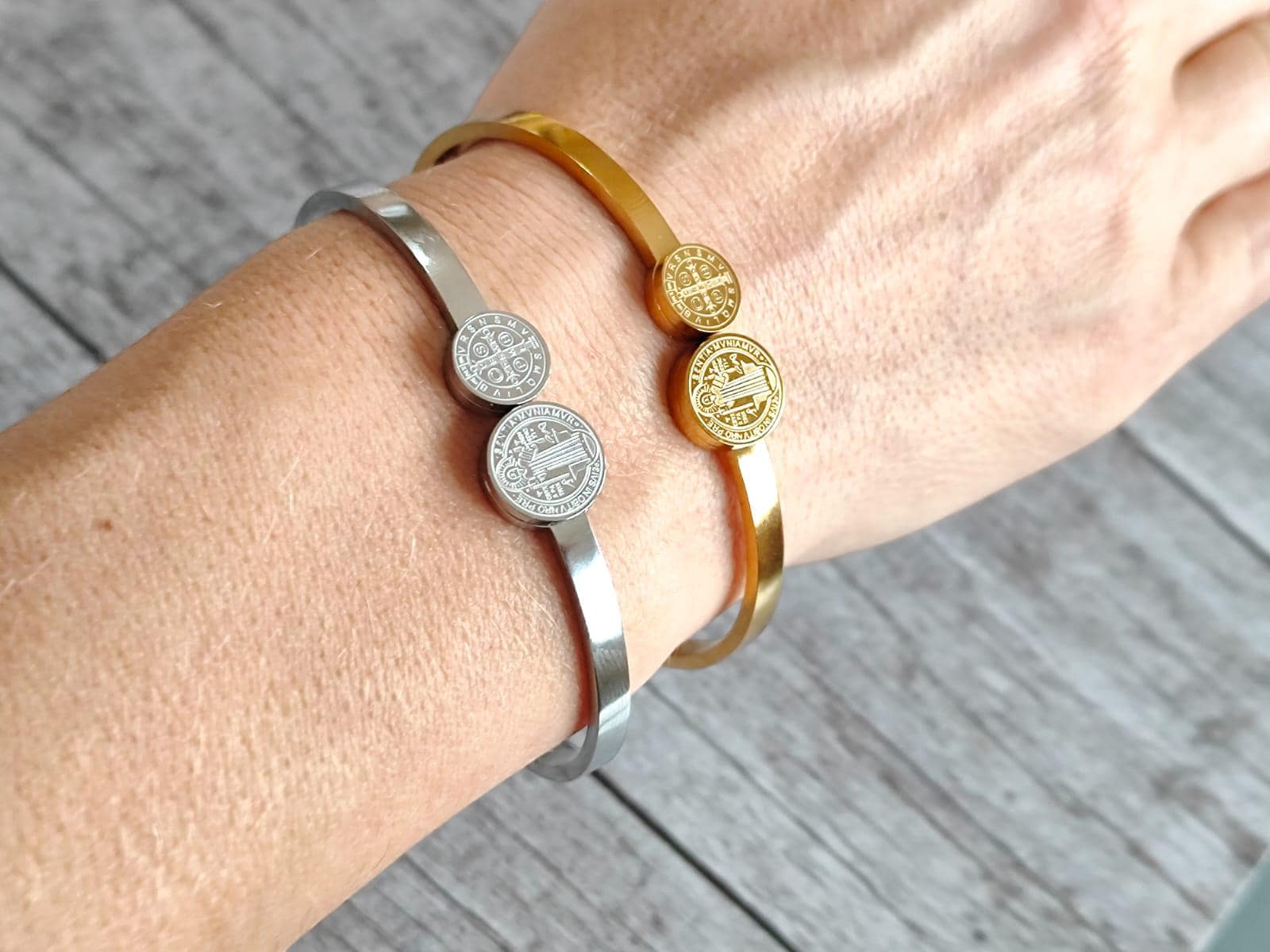 St. Benedict Stainless Steel Bracelet For Men & Women - Hypoallergenic Religious Medallion Jewelry - View #5