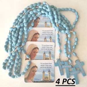 4 piezas Rosario Coronilla Medjugorje Nuestra Señora Virgen María Madera Regalo Estampa Sagrada