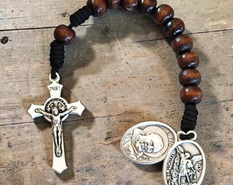 Cruz de San Benito, Crucifijo, Medallas de San Padre Pío, Rosario de bolsillo - Medallas de San Benito, Medallas de San Miguel, Rosario católico de una década - Rosarios de viaje