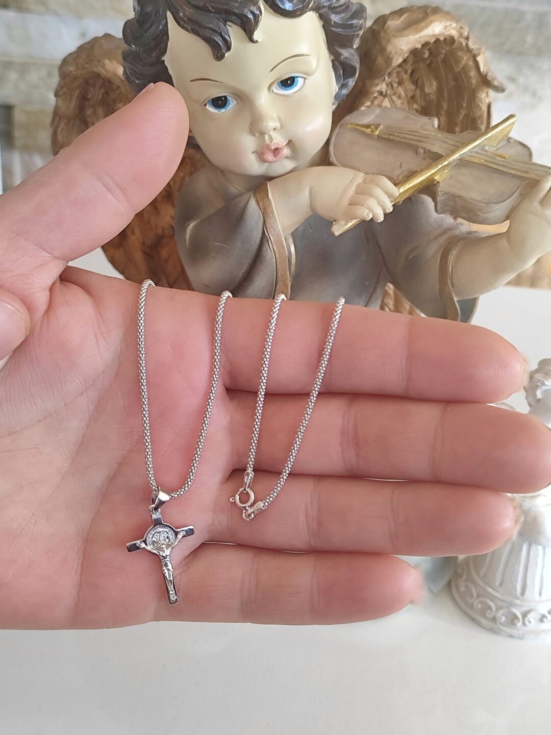 St Benedict Crucifix Cross Medal 925 Sterling Silver Medal Silver ...