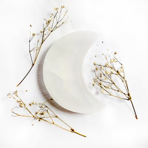 Selenite Moon Crystal Bowl 4.75&quot; for Charging or Clearing Crystals, Offering Bowl