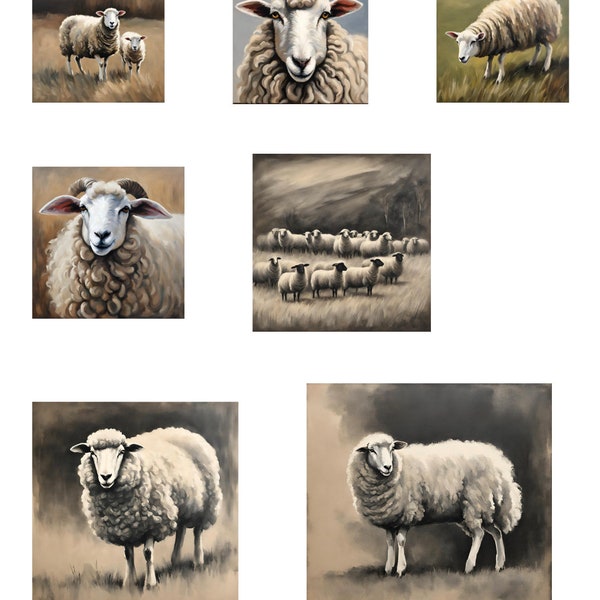 Miniature painting of sheep