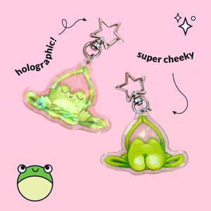 Holographic Frog Keyring: Funny Kawaii Keychain - Yoga, Cowboy, Disco