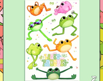 Lanky Frogs Stickers - Frogue Gang Illustrated Sticker Set | Digital Planner, Journal, Goodnotes | Cute Bum Frog
