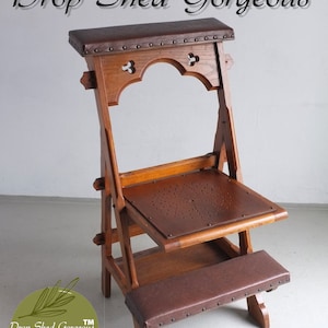 Vintage Carved wood prayer chair with a folding seat, and kneeler