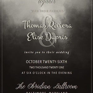 Gunmetal Powder Wedding Invitation and Save the Date Template