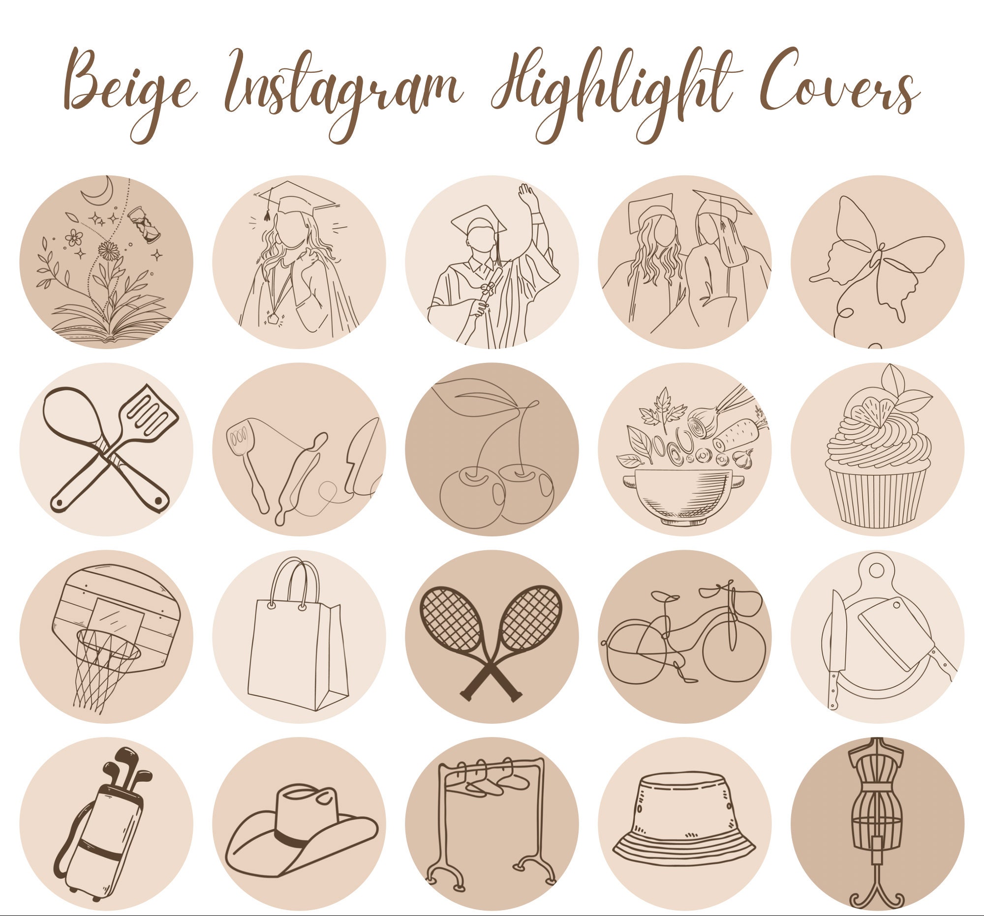 Aesthetic Beige Instagram Highlight Covers Cream IG - Etsy