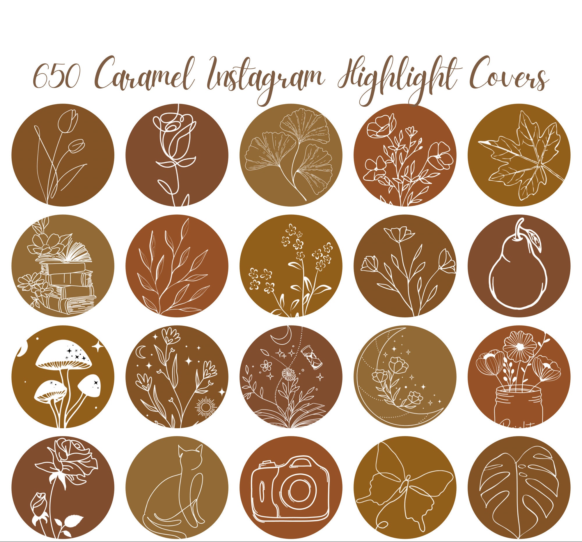 Caramel Brown Instagram Highlight Covers Aesthetic Brown Etsy