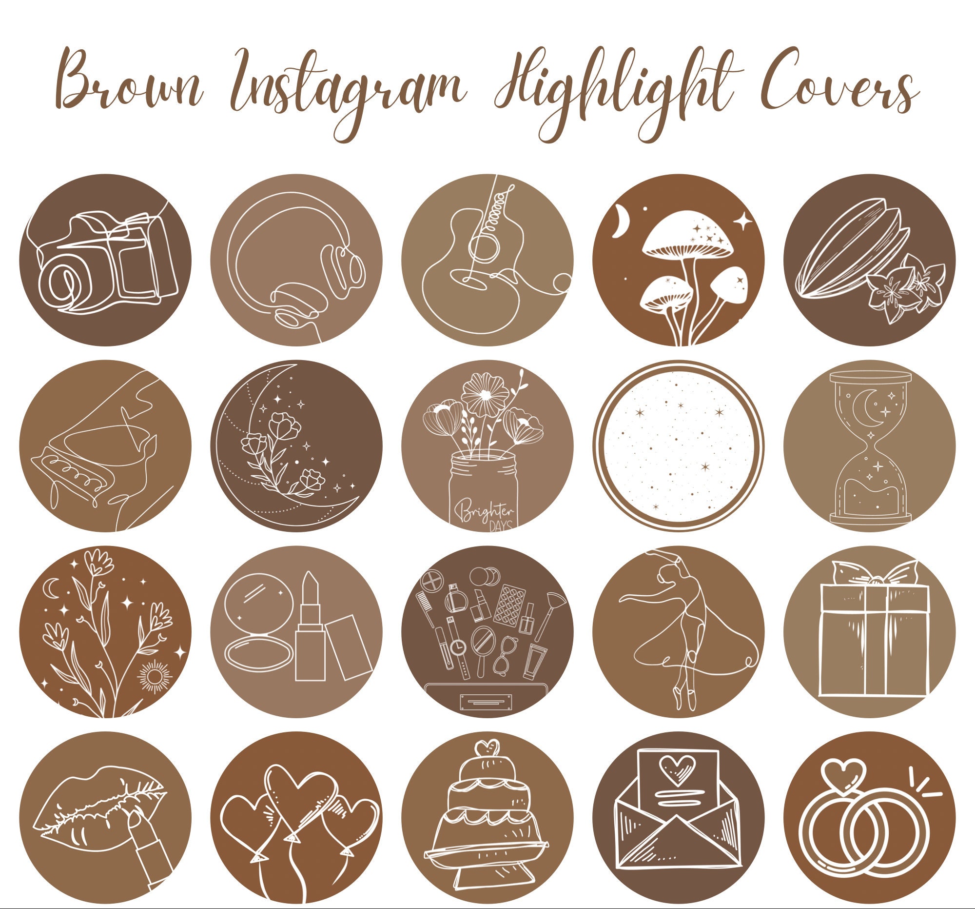 550 Aesthetic Brown Instagram Story Highlight Covers Autumn - Etsy