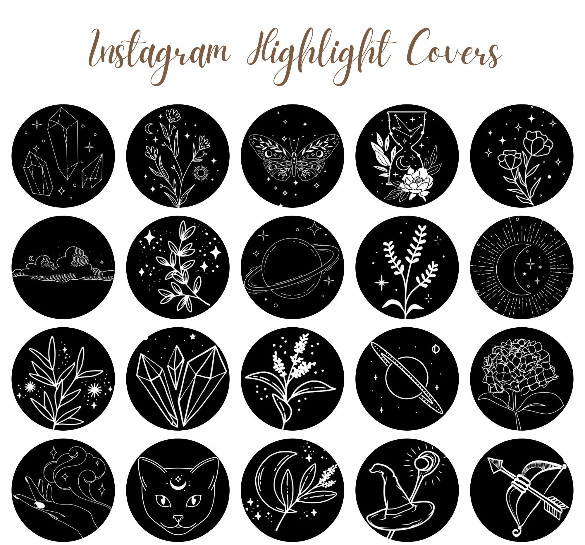 50 Mystic Instagram Stories Highlight Covers Black and White - Etsy