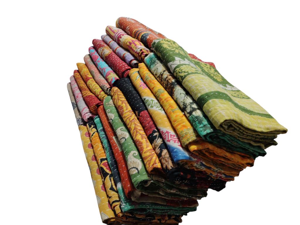 Sophia-Art Twin/Queen Multicolor Handmade Mukut Print Kantha Quilt Kantha Blanket Bed Cover King Kantha Bedspread Bohemian Bedding（並行輸入品） Patchwork Quilt Sophia-Art Twin⁄Queen Multi Color Handmade Mukut