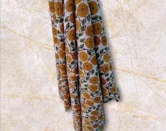 Floral Cotton Kantha Quilt: Reversible Handmade Throw Blanket