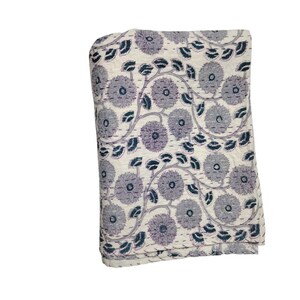 Indian Kantha Quilt Floral Print Kantha Bed Cover Throw Cotton Blanket Gudari Queen Size Quilt Kantha Throw Blanket Quilt