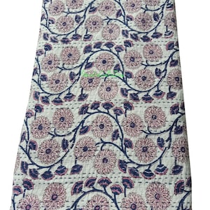 Handgemachte Kantha Quilt Bettwäsche Florale Tagesdecke Kantha Bettwäsche Reversible Block Print Winter-Decke aus Baumwolle Quilt Kantha