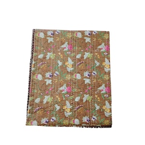 Indian Kantha Quilt Handmade Kantha Bed cover Bedspread Throw Cotton Blanket Bedding Quilt Kantha Queen