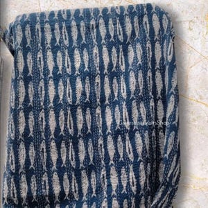 Indian Cotton Hand Print Block Fish Indigo Quilt Kantha Bedding Kantha Indian Modern Quilt Kantha