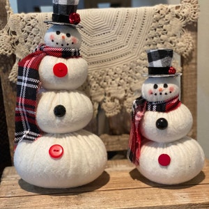 Holiday Christmas Plaid Top Hat Snowman
