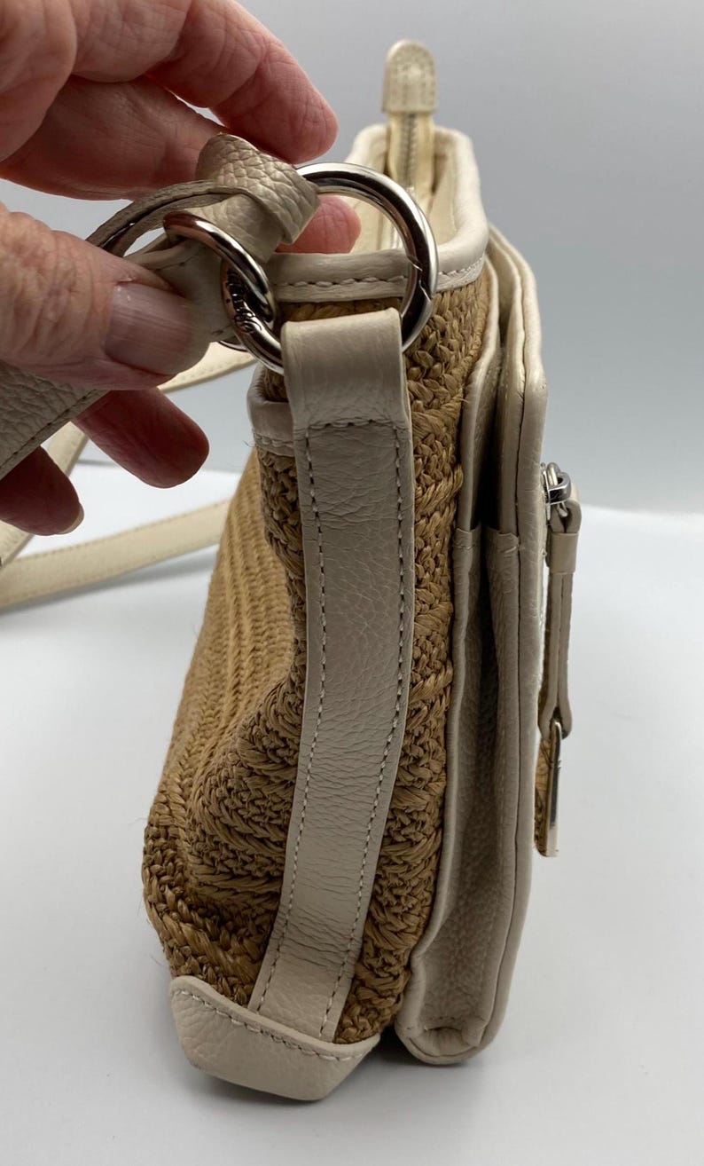 Brighton Brooklyn Organizer Crossbody Straw Leather Bag Purse image 12