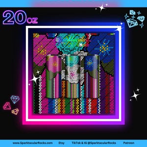 Bling Tumbler Template: SS16 Rhinestone Pattern (20oz Straight Tumbler) (PNG Digital Download