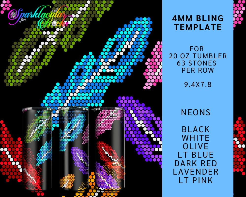 Neon Feathers Rhinestone Template: 4mm Bling Tumbler Pattern (PNG) - Etsy