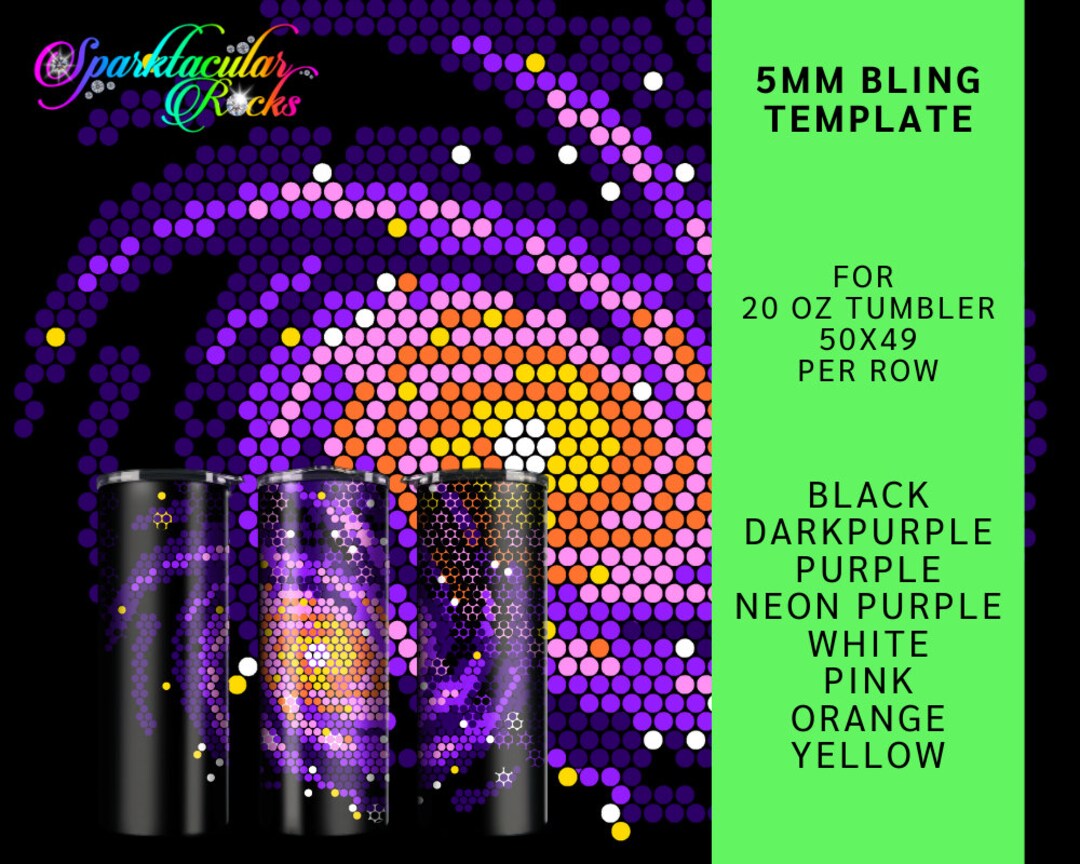 Galaxy Rhinestones Galaxy Rhinestone Tumbler Template: Purple Stars, 5mm (digital Download ...