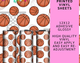 Basketball sports Adhesive Vinyl |  12x12 | tumbler wrap | vinyl | pattern vinyl | waterproof vinyl | printed vinyl
