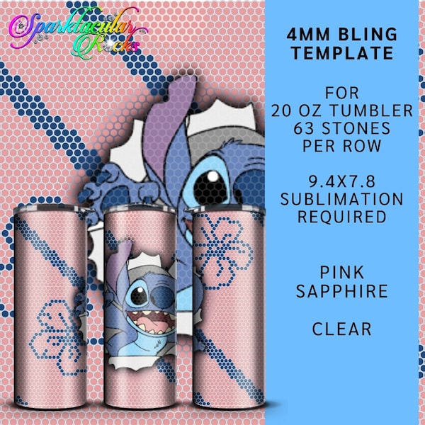 4 Bling Tumbler Template |  ss16 4mm | bling template | bling | 63 stones per row | 20 oz straight tumbler | rhinestone template
