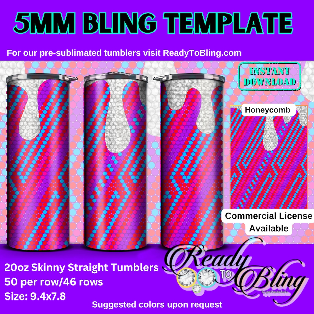 Ss20 5mm Rhinestones Template 20oz Skinny Straight Tumbler Bling ...