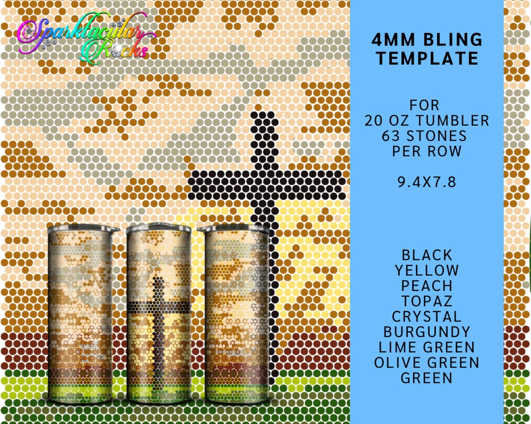 Cross Sunset Rhinestone Tumbler Template: 4mm, 20oz (digital Download ...