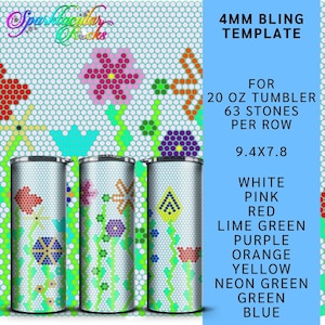 69 Bling Tumbler Template |  ss16 4mm | bling template | bling | 63 stones per row | 20 oz straight tumbler | rhinestone template