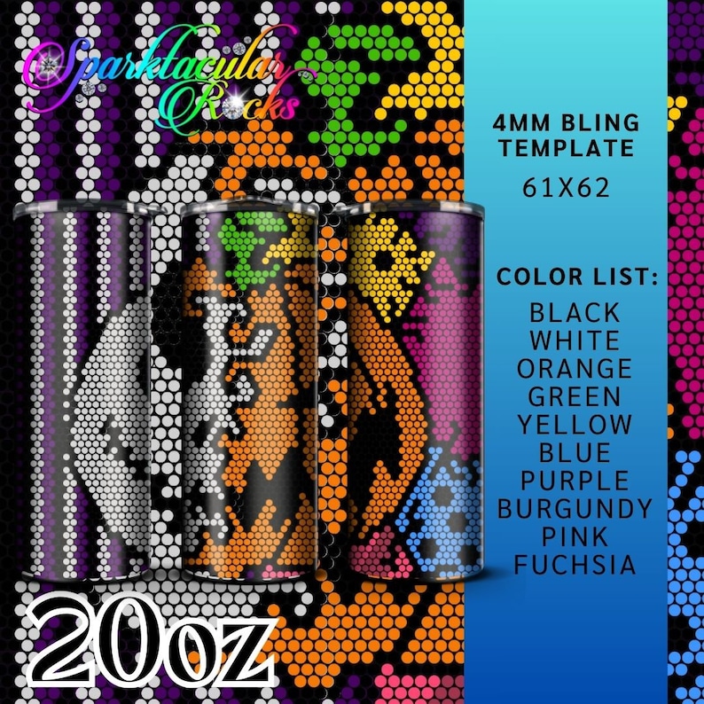 Pixel Rhinestone 460# Rhinestone Pattern Bling Template | SS16 4mm | 62x60 | 20oz ...