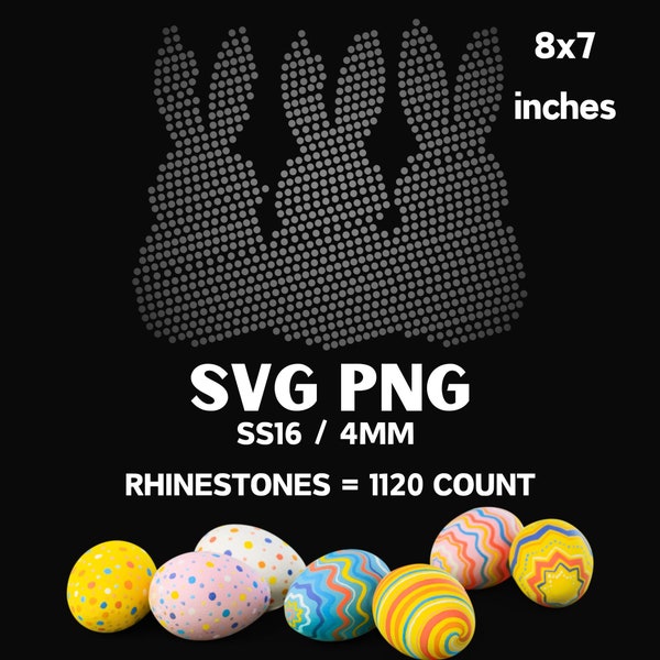 Easter Bunnies rhinestones pattern ss16 4mm hotfix rhinestones svg png cut file rabbits Cricut Corel Sure Cuts Silhouette Cameo Inkspace