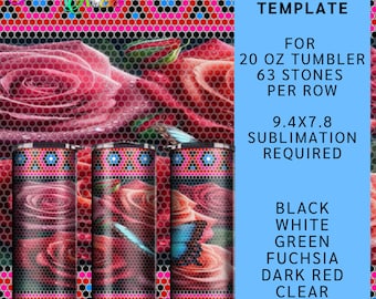 7 Bling Tumbler Template |  ss16 4mm | bling template | bling | 63 stones per row | 20 oz straight tumbler | rhinestone template